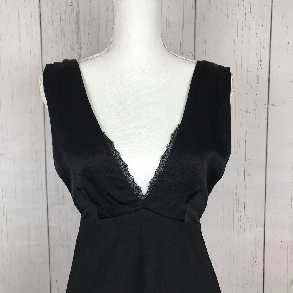 Zara V Neck Fit & Flare Mini Black Dress - Picture 2 of 8